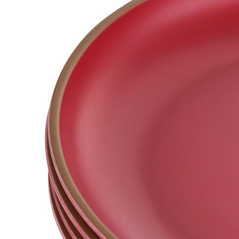 Ensemble de 4 assiettes en mélamine rose foncé, Rouge