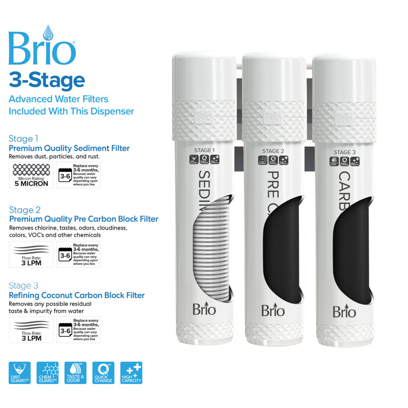 Brio Black Stainless Steel Countertop Bottleless Water Cooler Dispenser