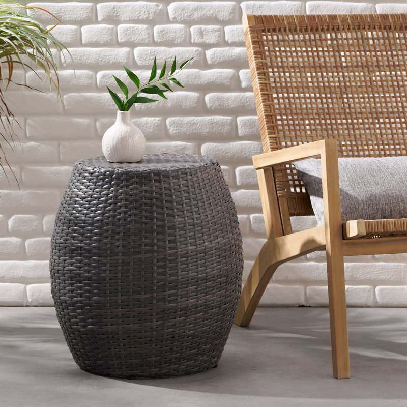 Table d'appoint d'extérieur en osier pour terrasse 14,00 "
