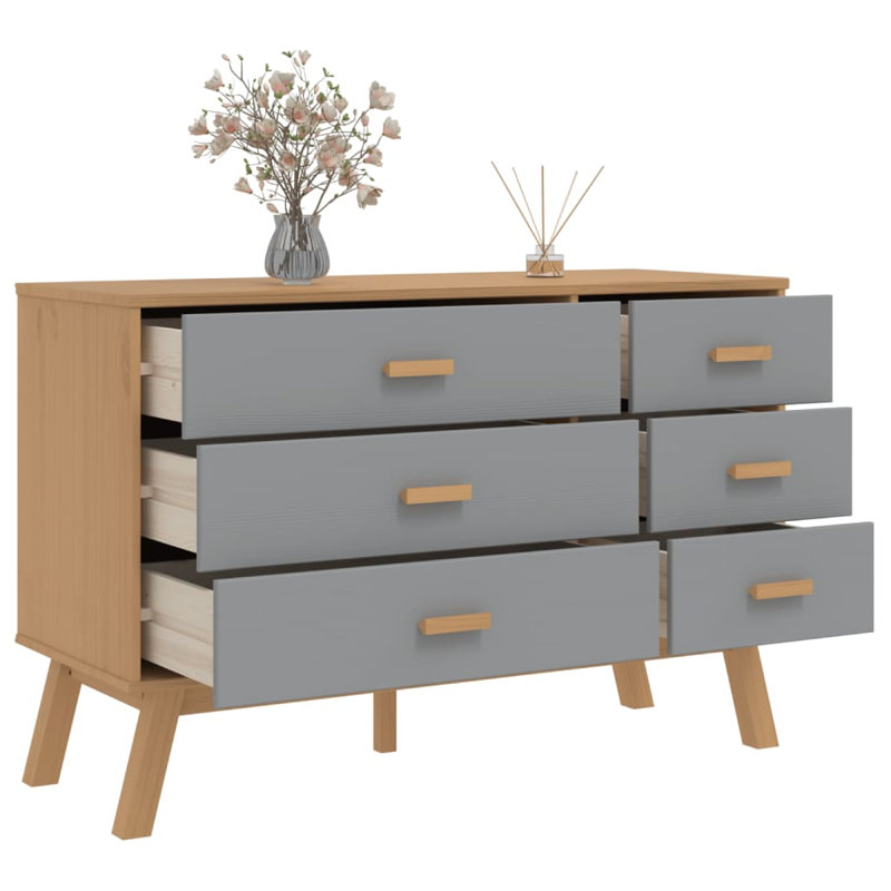Acton 111cm W 6 - Drawer Chest of Drawers, Grey/Brown
