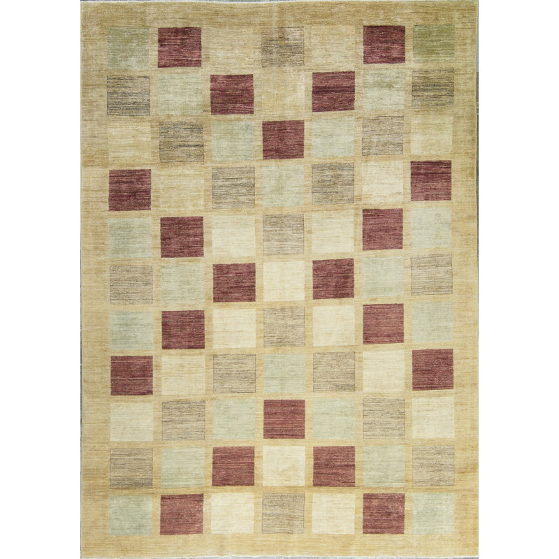Tapis beige noué à la main de haute qualité