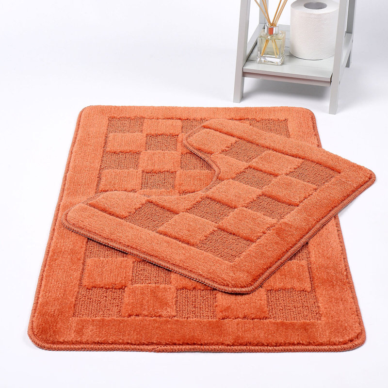 Emitte Polyester Blend Non-Slip Contour Mat, Teracotta