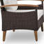 Ensemble de 4 chaises de patio, canapé d'extérieur en rotin PE, table et pieds en bois, brun et beige
