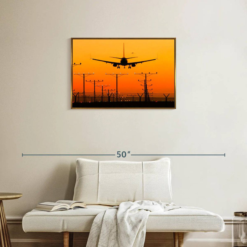 Silhouette d'aérogare, Cadre flottant doré, 31 po x 21 po