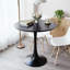 Table de salle à manger ronde 31,5 "moderne noire avec plateau en MDF et base cylindrique en métal, multi-usage pour la cuisine / le salon / la table basse-976663387-983605945