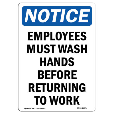 Employees Must Wash Hands Before Sign
