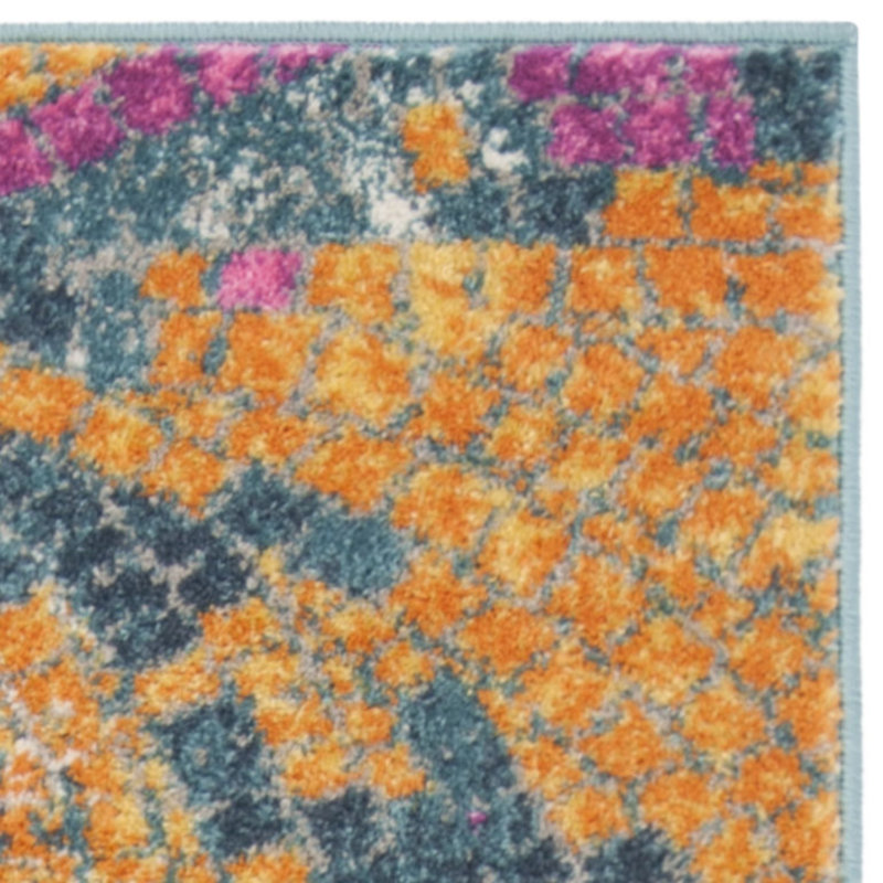 Felty Abstract Blue/Yellow Area Rug, Rectangle 5'1" x 7'6"