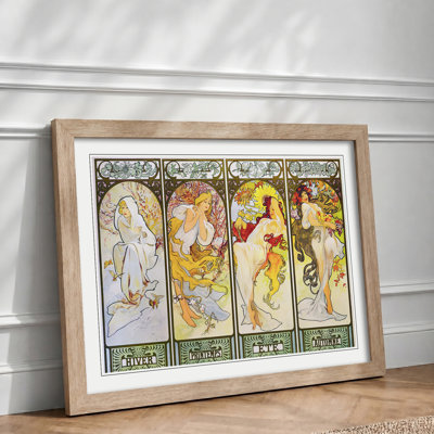 The Four Seasons by Alphonse Mucha - Picture Frame Painting on MDF