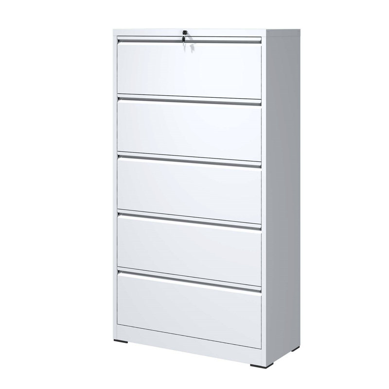 Office Storage Cabinet, Metal File Cabinet With 5 Drawers, Lockable Filing Cabinet For Home Office, Lateral Filing Cabinet For Storage