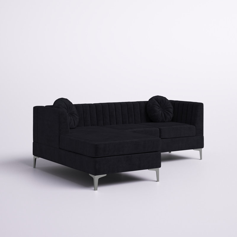 Canapé modulaire Sukias Old World Charm, Velours noir
