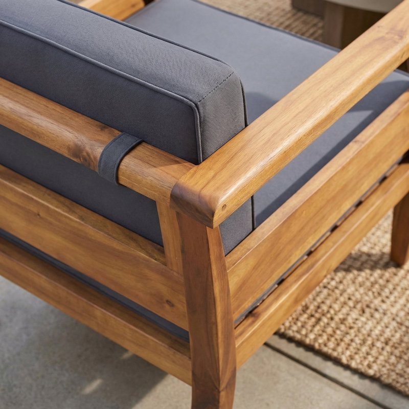 Chaise de patio d'extérieur avec coussins Leist, Gris foncé