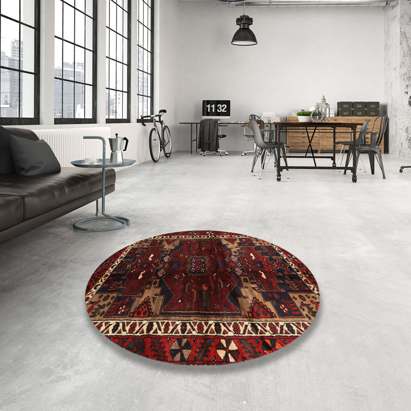 Tapis oriental beige / bourgogne, Rond 8 pi