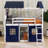 Kobart Bunk Wood House Bed with Elegant Windows, Sills and Tent-963362278-963362279