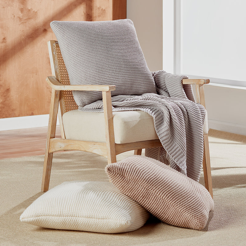 Coussin décoratif carré en tricot doux 20 "x 20" Splendid Synder, Light Grey