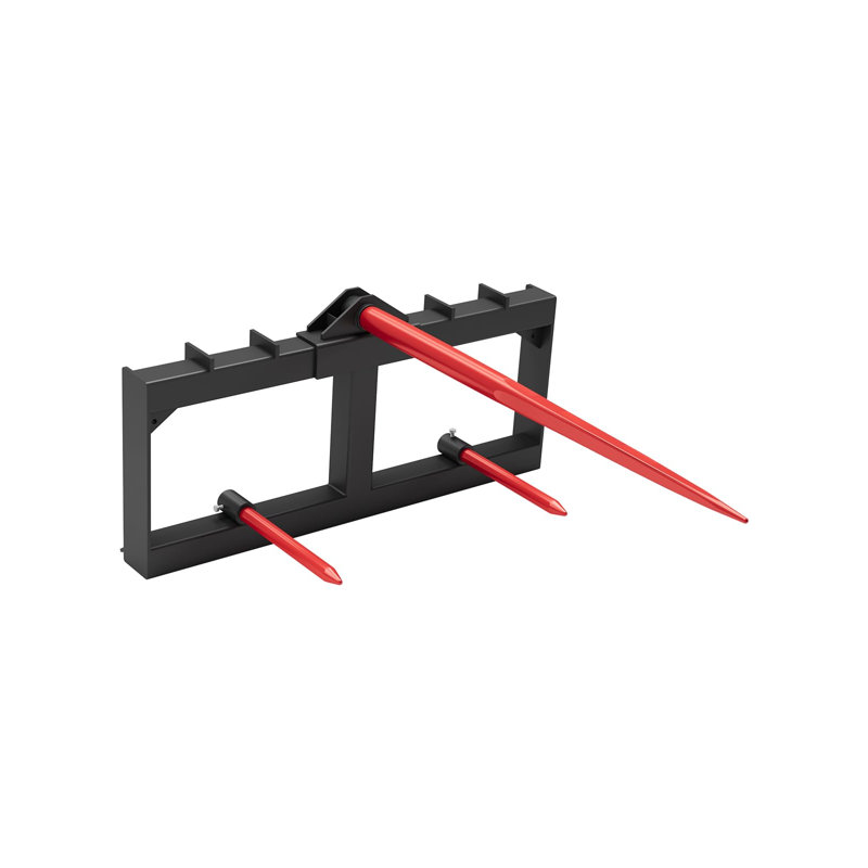 Accessoire de lance à balles de foin 49 po - fourche à fixation rapide robuste de capacité de 3000 lb - 1 x 49 po et 2 x 17 po de stabilisation - Manipulation efficace du foin - lance rouge + lance courte rouge