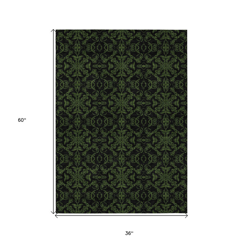 Tapis intérieur / extérieur vert olive et vert 3 pi x 5 pi HomeRoots