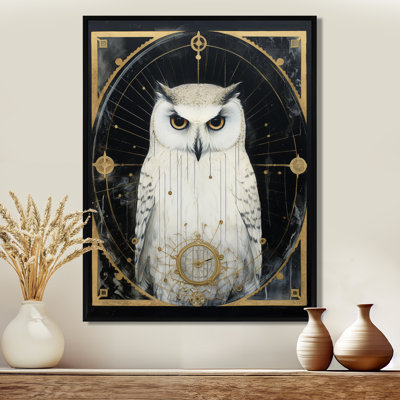 Reproduction d'art mural hibou blanc - Sagesse rétro glamour