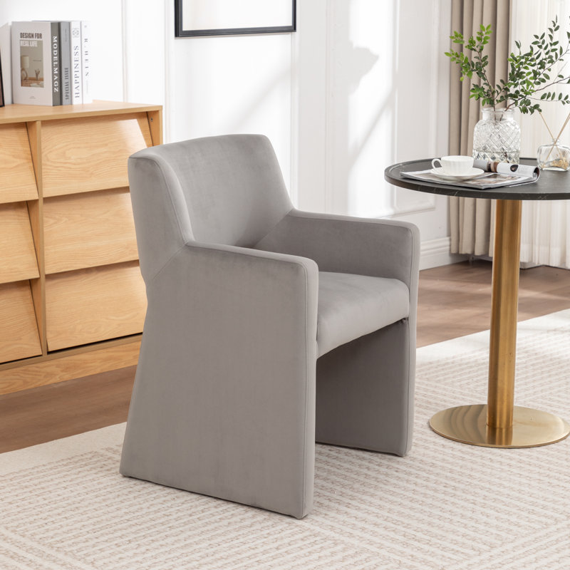 Chaise rembourrée en velours Hambrook, Gris