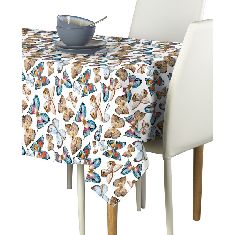 Alayna Geometric Tablecloth, 84" L x 84" W, White