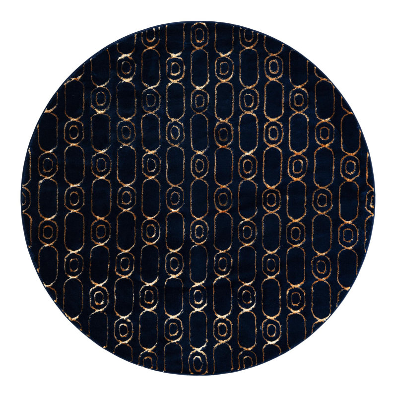 Tapis bleu marine et doré Latitude Run®, Rond 6 pi 1 po