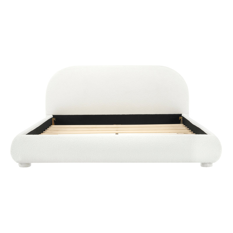 Lit tapissier en tissu de style crème, design moderne simple pour les chambres doubles, combinaison de confort et d'élégance