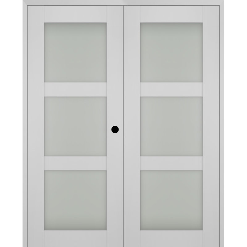 Double porte pré-suspendue à panneau de verre givré Smart Lite, 48 po x 80 po, Gauche