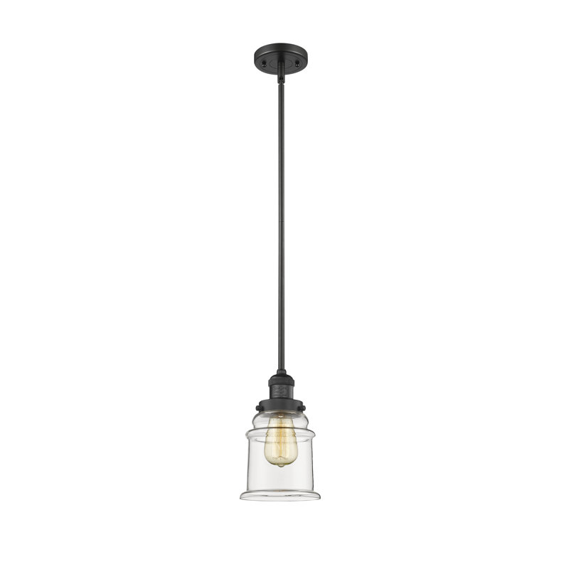 Galaviz 1 - Light Single Pendant, Clear, Matte Black, 6 Watt Vinage LED Bulb