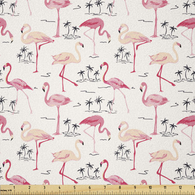 Corporal Flamingos in Love and Romantic Animals Multi-Purpose Fabric