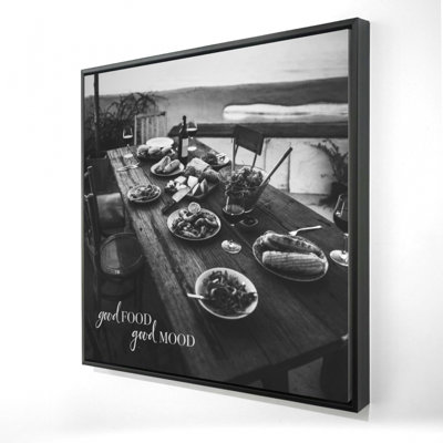 Toile grise de cuisine gastronomique - décor «Good Food Good Mood»