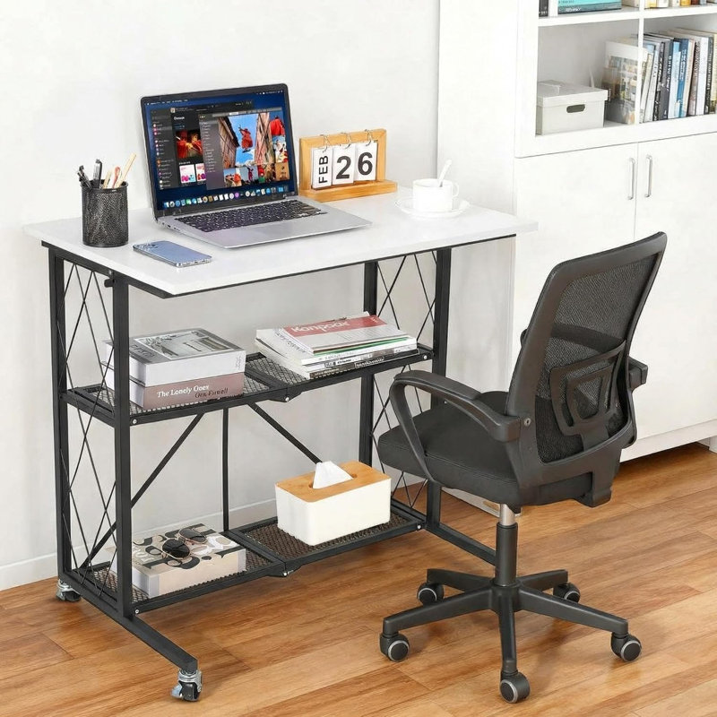 Metal Base Computer Desk, White