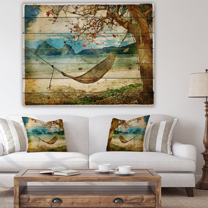 « tropical sleep swing », impression Digital, H 15 po x l 20 po x P 1 po, Bois