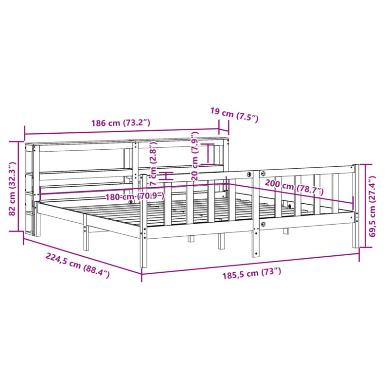 Bossier Solid Wood Bed Frame, Super King (6'), Natural