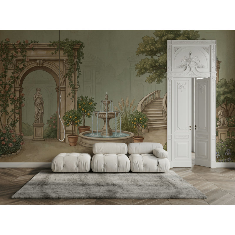 Décoration murale de jardin amovible de papier peint vert discret, Texturé non collé, 200 po x 120 po