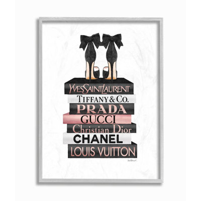 Elegant Black Bow Heals On Glam Designer Bookstack by Amanda Greenwood - Print