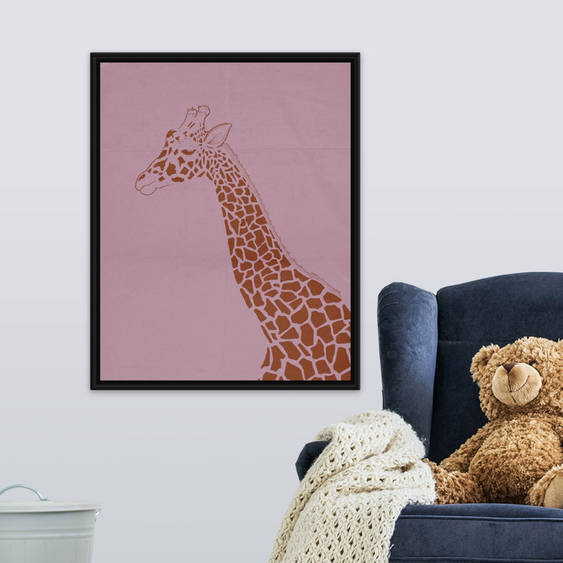 « giraffe i kids », art encadré, Cadre pour toile flottant noir, H 30 po x l 24 po x P 1,2 po