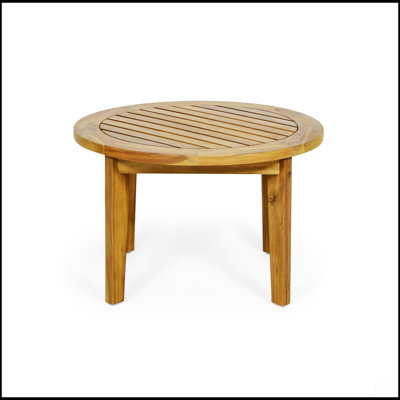Table basse d'extérieur en bois d'acacia pour le patio, table d'appoint ronde à lattes pour porche, jardin, cour