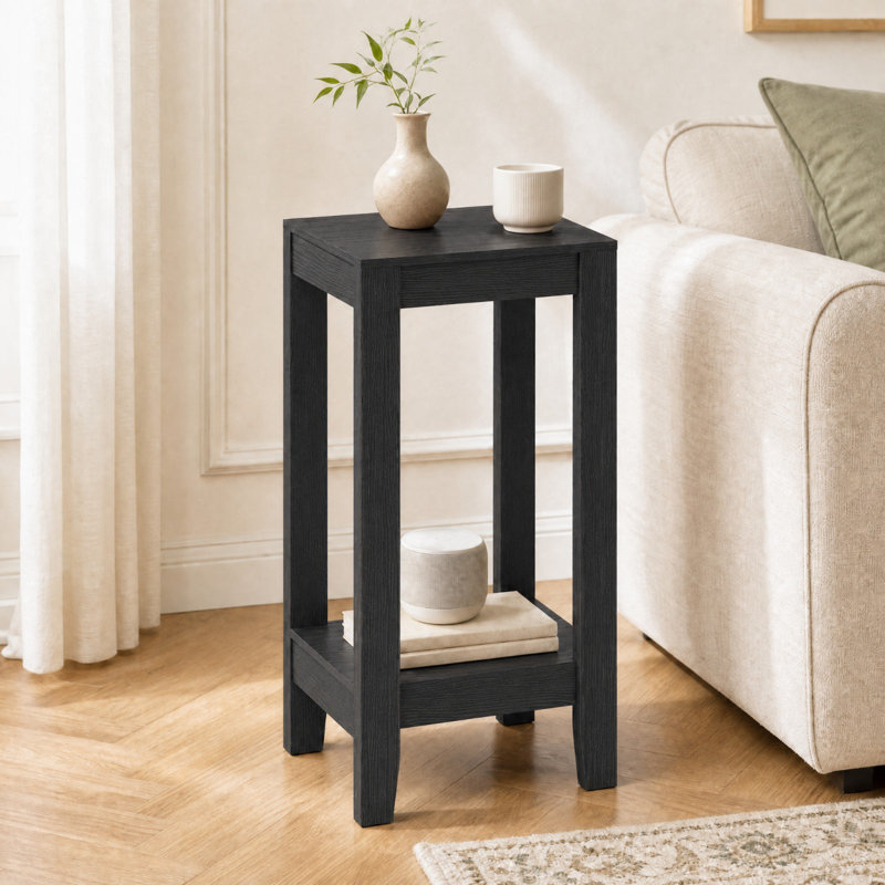 Top End Table with Storage, Black, 1