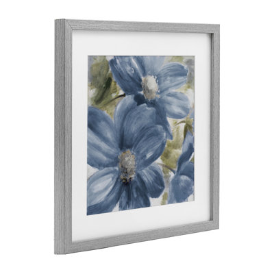 «Walk In Beauty Blue Flowers», reproduction encadrée sous verre, conception de Lanie Loreth