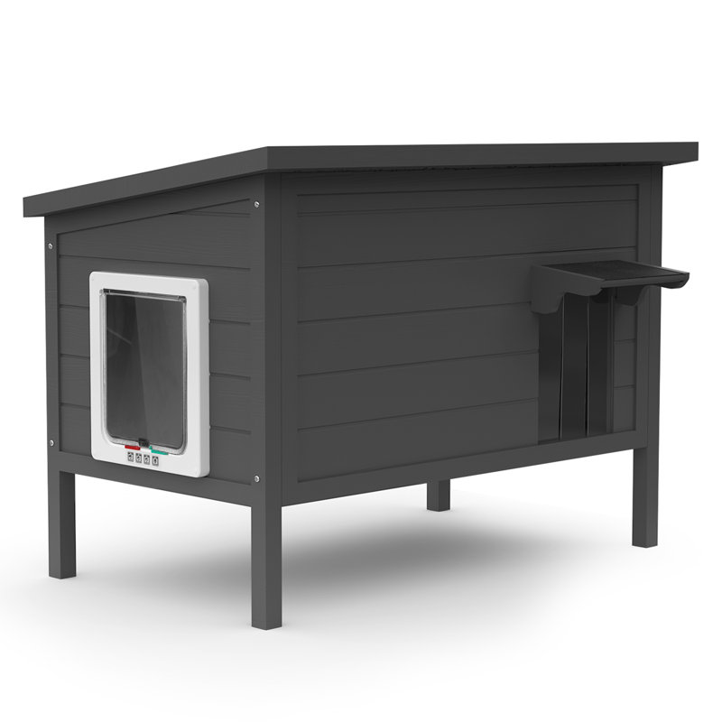 Maison d'extérieur pour chat, abri isolé avec conception surélevée, abri résistant aux intempéries avec deux portes d'entrée / sortie