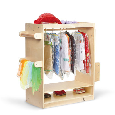 KRAND Kids Dress Up Center, Pretend Play Closet, Clothes Rack with Mirror, Montessori Toddler Role Play Costume Wardrobe with Mini Vanity, Furniture for Daycare & Preschool