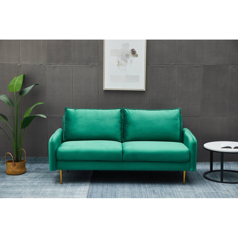Emteas 57.3'' Velvet Loveseat, Green Velvet, 34" H x 57.3" W x 32" D