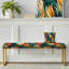 Banc floral rembourré or-135351378
