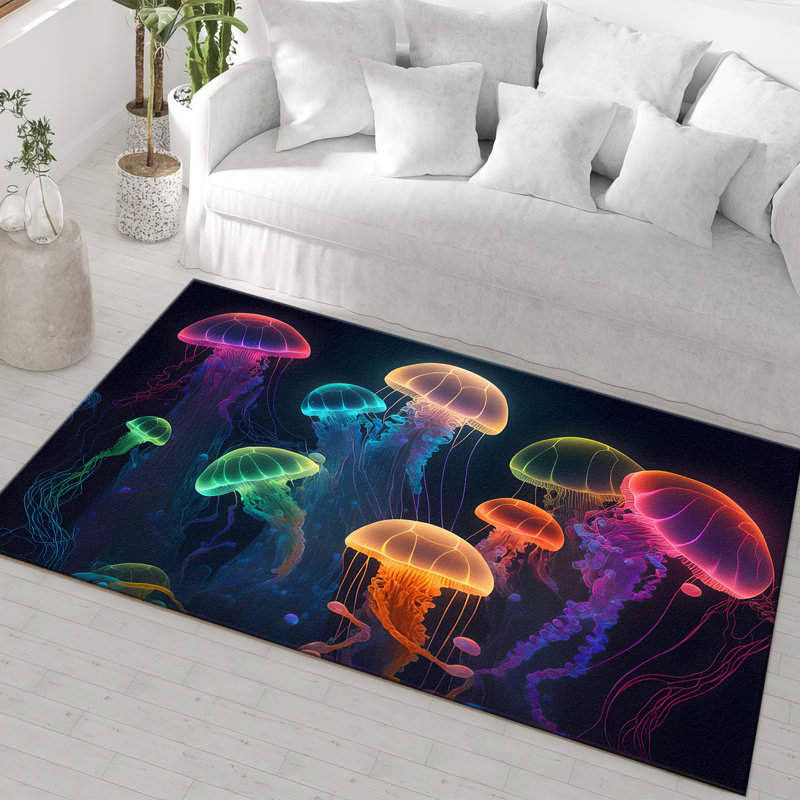 Modern Abstract Printed Rug with Soft Pile and Intricate Geometric Design for a Stylish Addition to Your Living Room or Bedroom Decor
