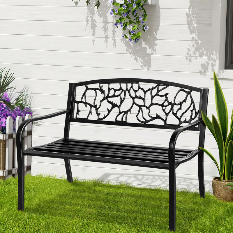 Banc d'extérieur en métal Laurieanne, Noir