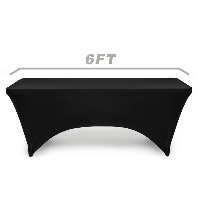 Black 6-Foot Fitted Spandex Tablecloth for Rectangular Tables