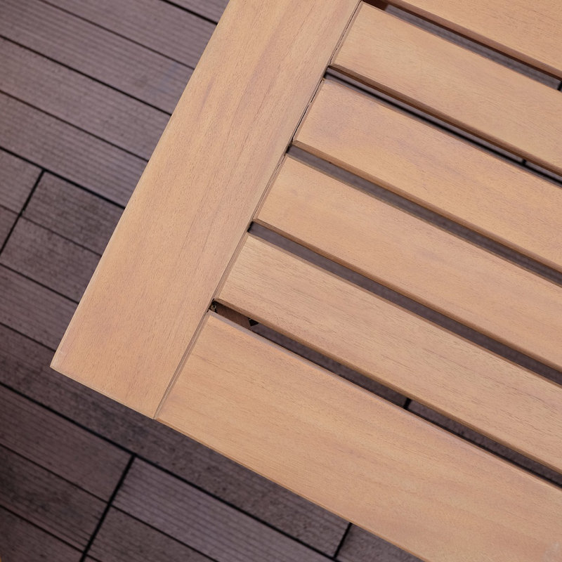Ensemble de conversation de patio en teck pour 2 personnes avec coussins Oakhaven, Naturel / passepoil blanc marine
