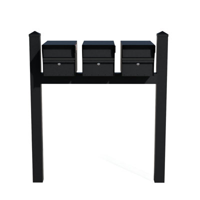 Package: Triple Mount MailVault Mailbox Rack /w/ Pyramid Caps (3 Mailboxes, Tri-Mount Rack /w/ MV Hardware)