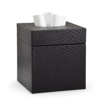 Cube Tissue Box Cover White with Black Trim - Pacific Connections