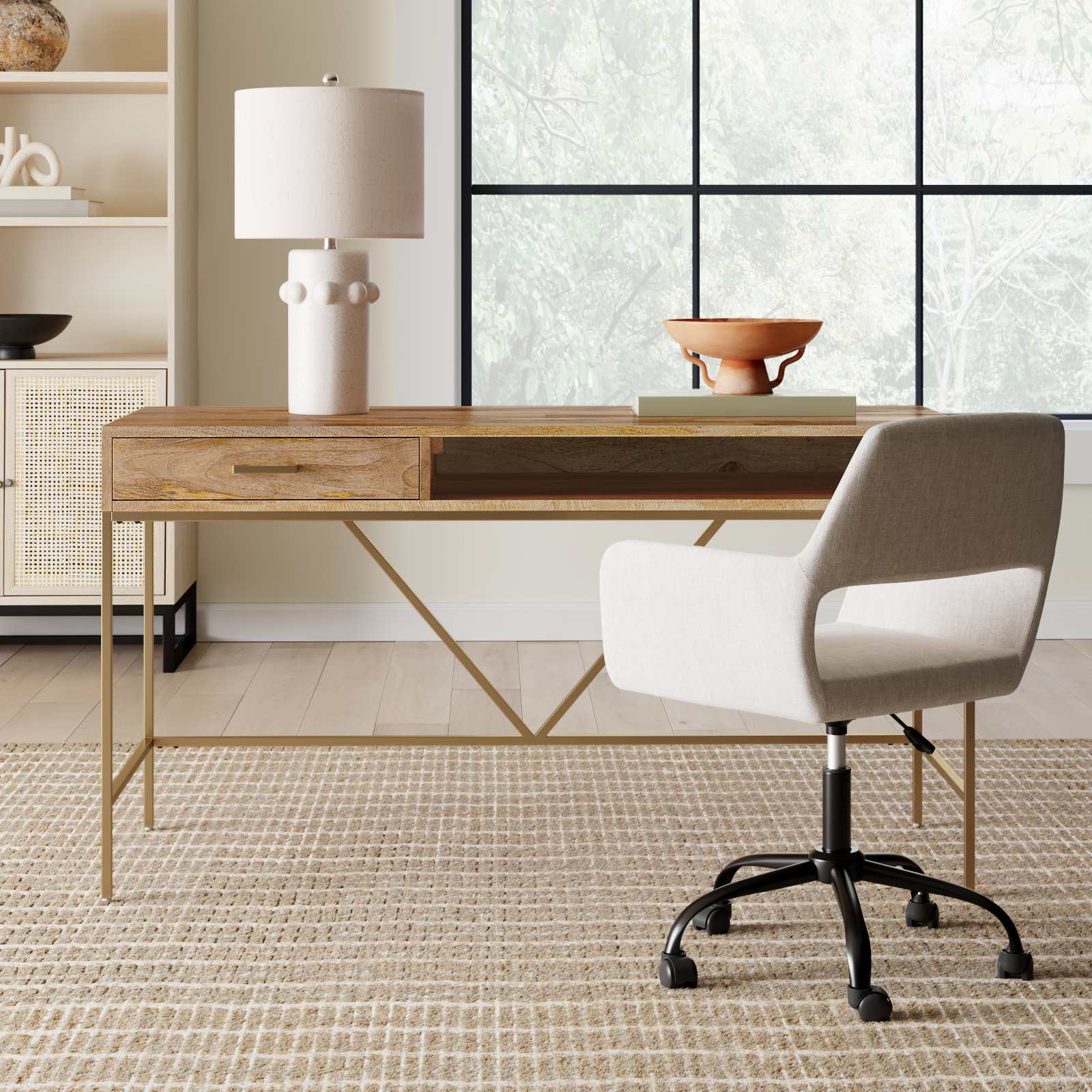 Soleil 56" Writing Desk, Natural