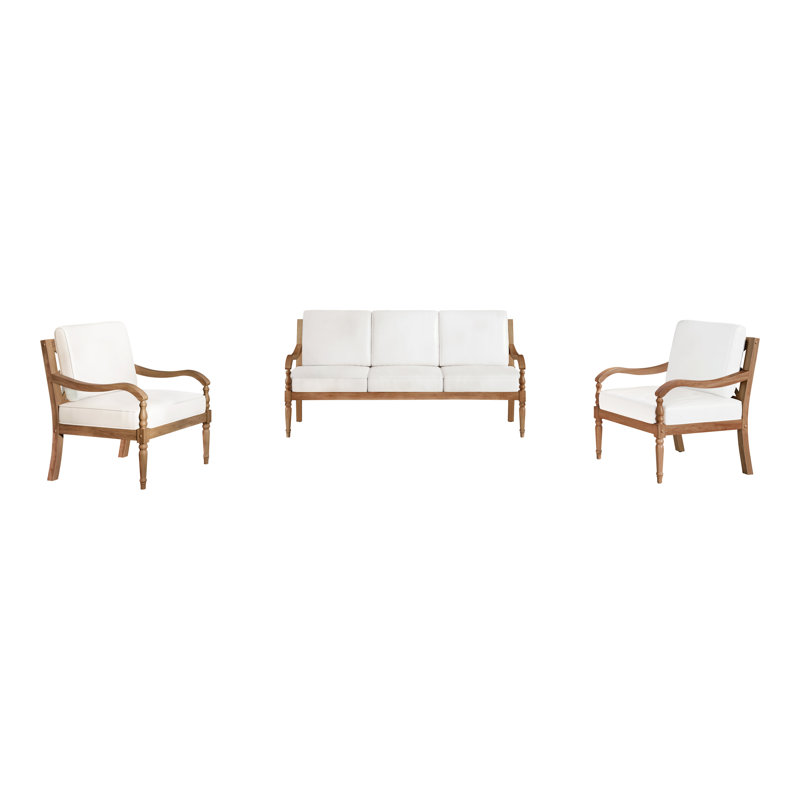 Breger 3-Piece Wood Patio Conversation Set
